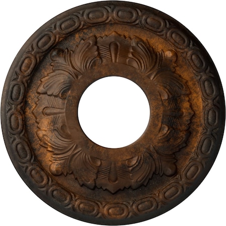 Ekena Millwork Leaf Ceiling Medallion (Fits Canopies up to 4 3/4"), 11 3/8"OD x 3 5/8"ID x 1 1/8"P, Rust CM11LFRUS